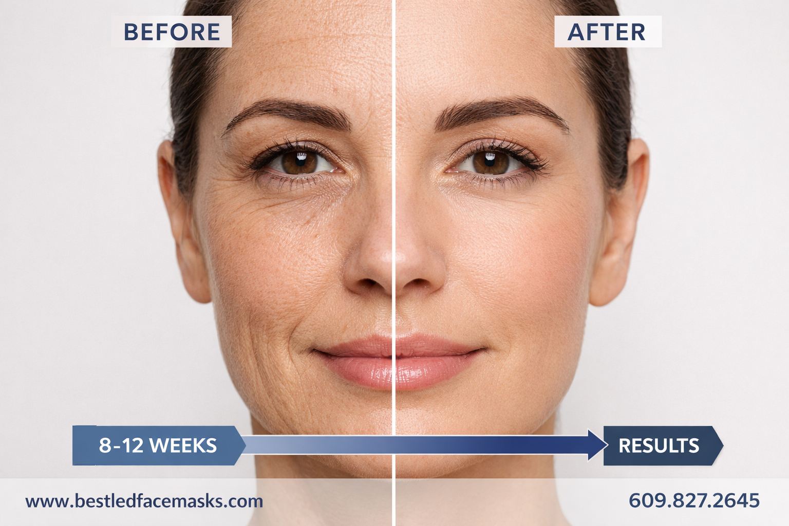 Detailed () showing a before-and-after style split image of facial skin texture, left side showing visible fine lines,