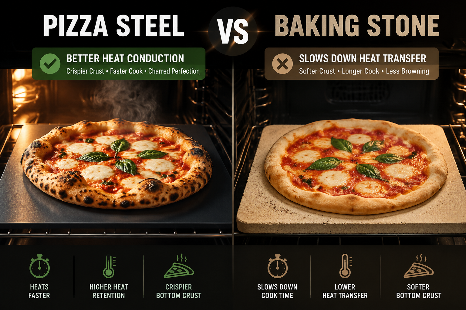 Pizza Steel vs Baking Stone Professional, vivid hero image for article about Pizza Steel vs Baking Stone. High quality product showcase photography with clean composition and professional lighting.
Baking Steel® Original (1/4" Pizza Steel) Review
