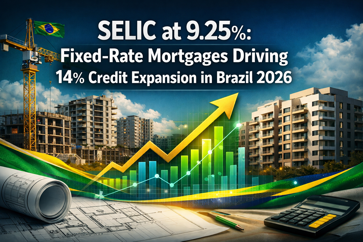 Professional () hero image featuring 'SELIC at 9.25%: Fixed-Rate Mortgages Driving 14% Credit Expansion in Brazil 2026' in