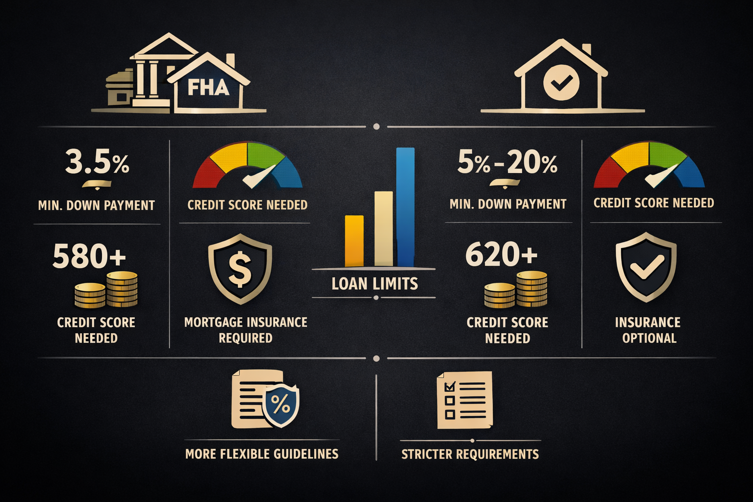 Professional infographic for article "FHA Loan vs Conventional Loan: Which One Actually Saves You More Money?", section: