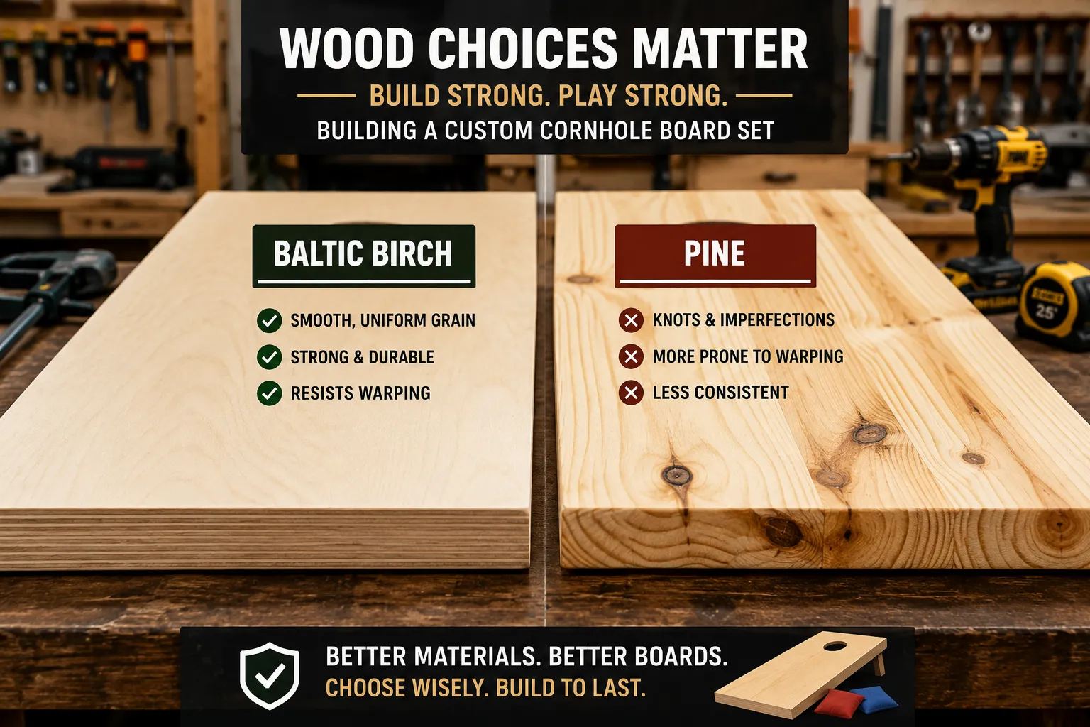 Choosing the Right Wood for Your Custom Cornhole Board Set