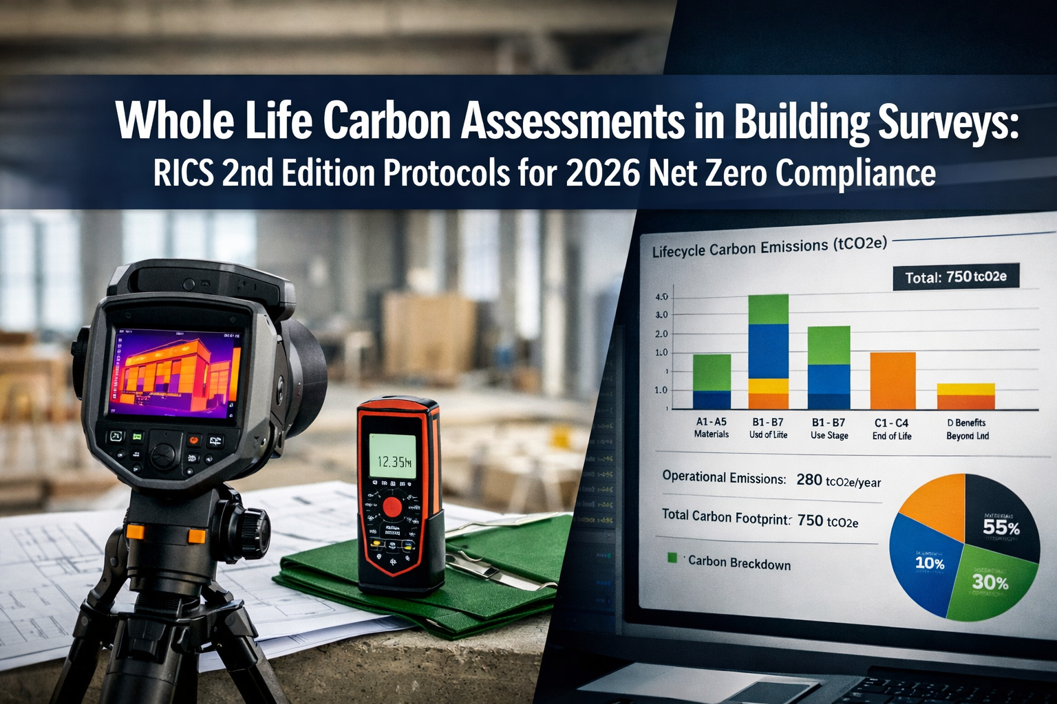 Professional () hero image featuring 'Whole Life Carbon Assessments in Building Surveys: RICS 2nd Edition Protocols for 2026