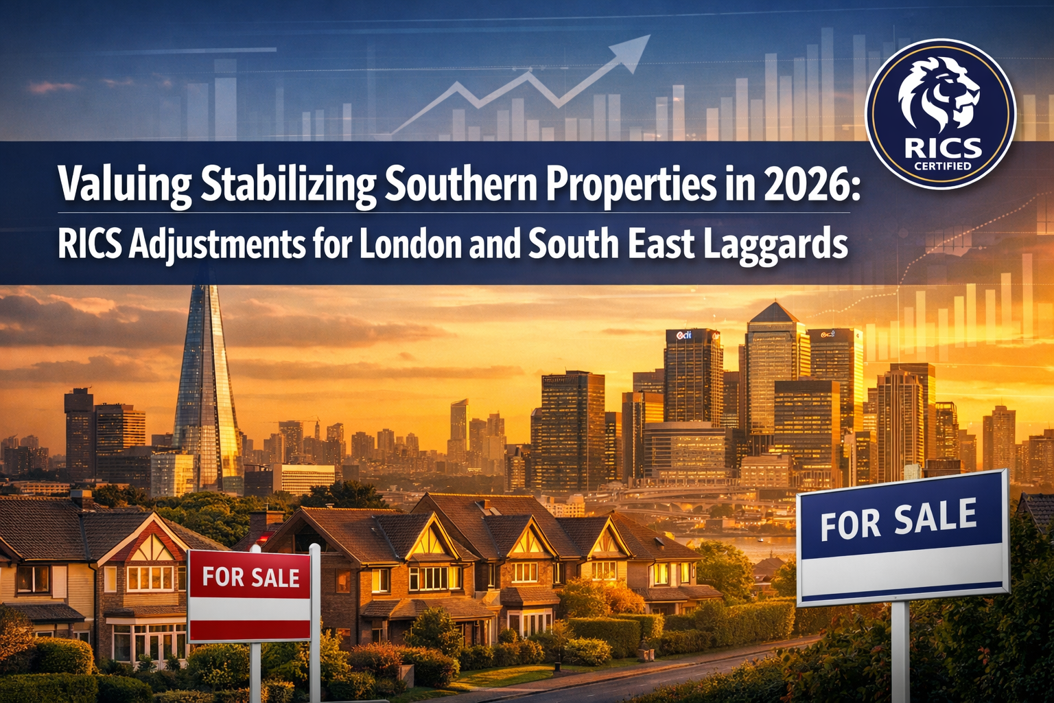 Professional () hero image featuring 'Valuing Stabilizing Southern Properties in 2026: RICS Adjustments for London and South