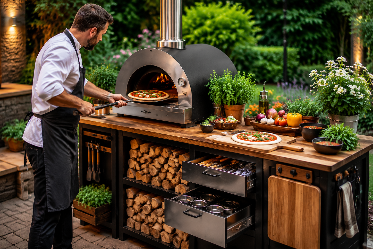 A detailed () image for 'Finishing Touches and Maximizing Functionality'. This image focuses on the completed pizza oven
