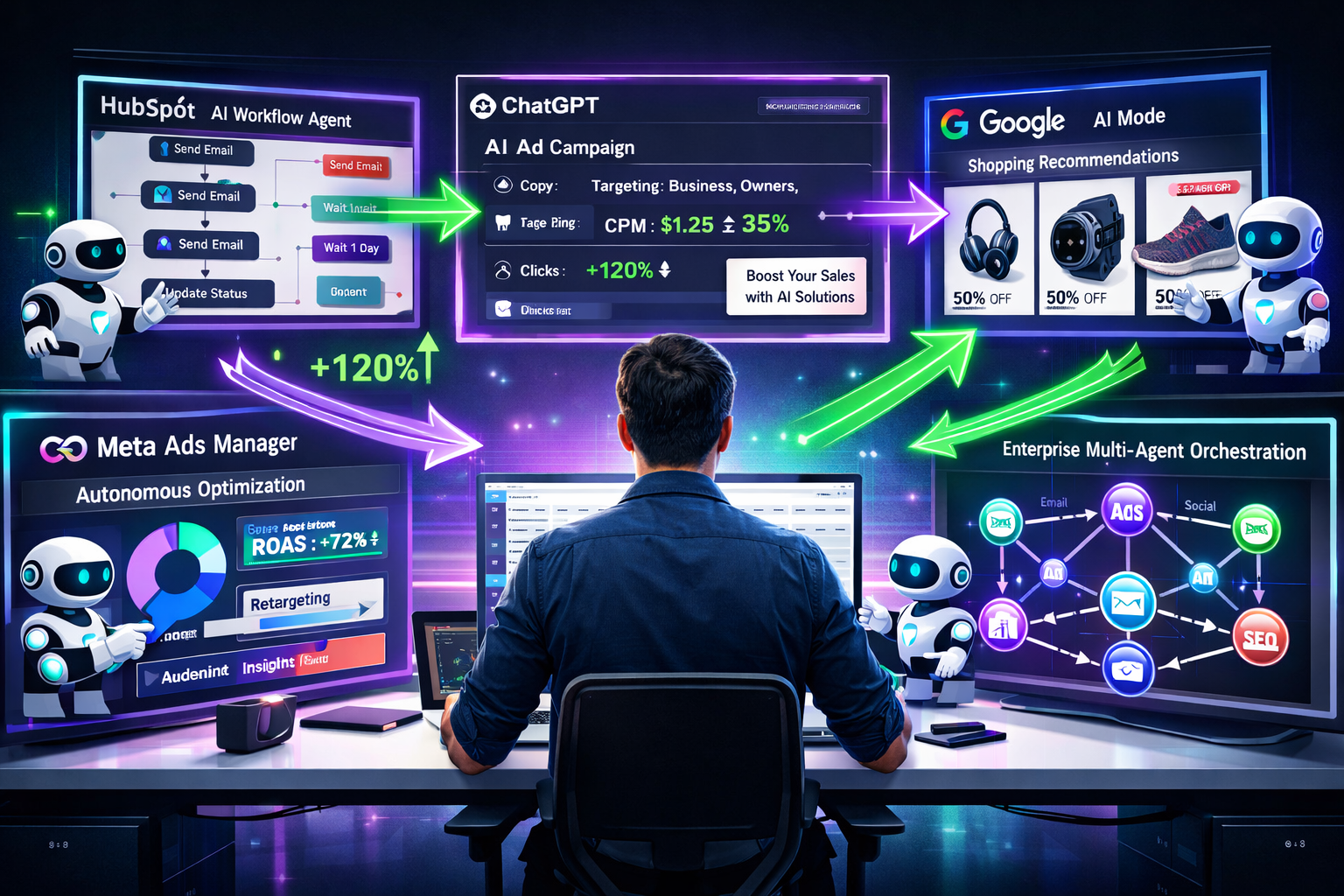 Professional editorial infographic scene for a section covering top platforms in the best ai marketing tools of 2026 list.