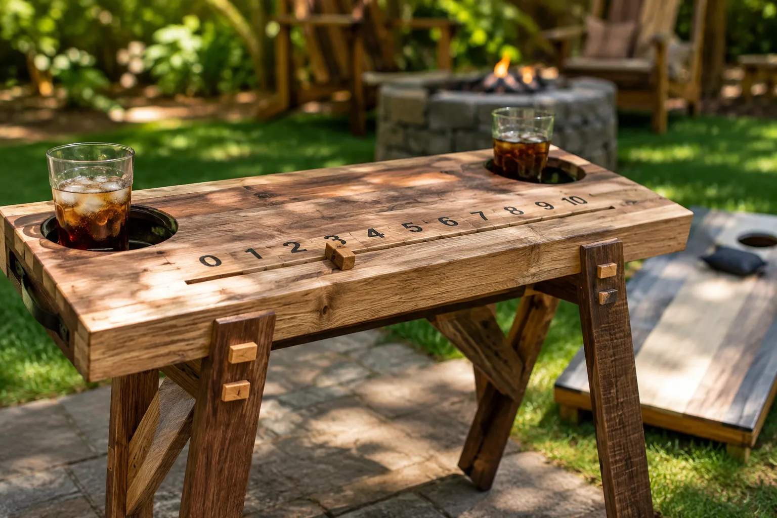 The Versatility of a DIY Folding Cornhole Scoreboard and Drink Table: A Compact Side Table for Backyard Games