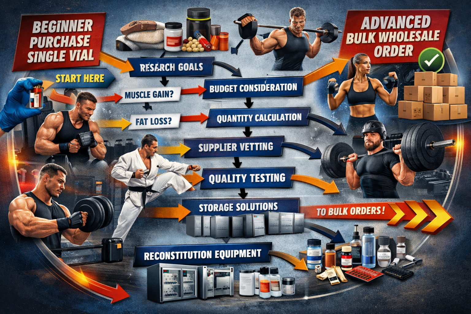 Landscape format (1536x1024) strategic purchasing decision flowchart for fitness enthusiasts and researchers, showing decision tree with bra