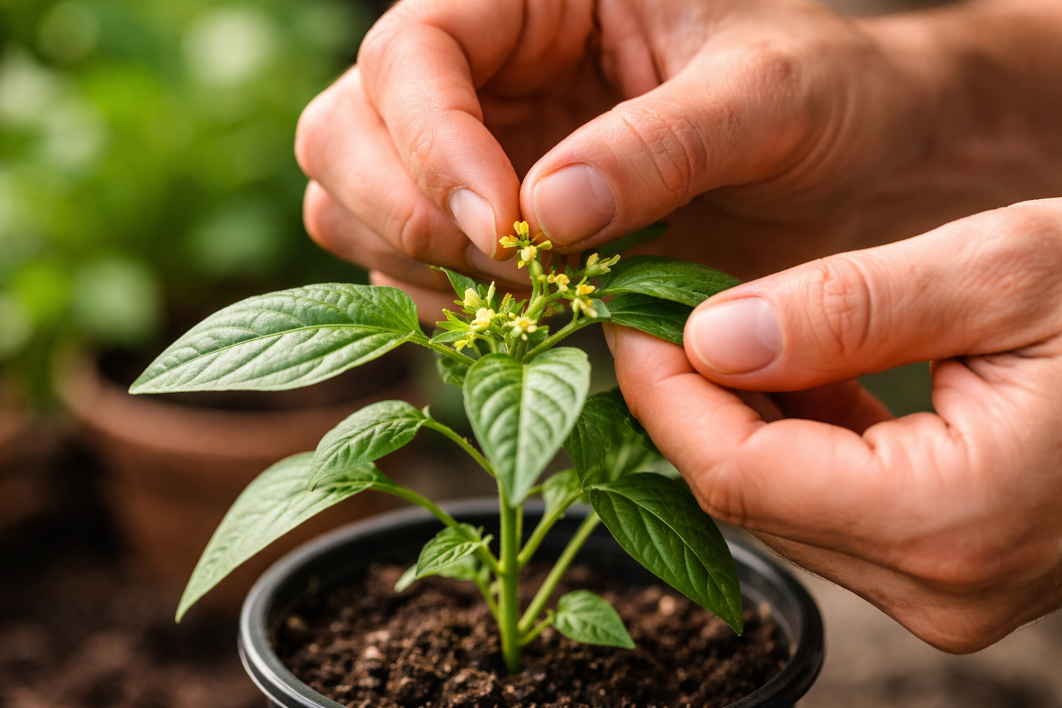 flowers from young vegetable plants