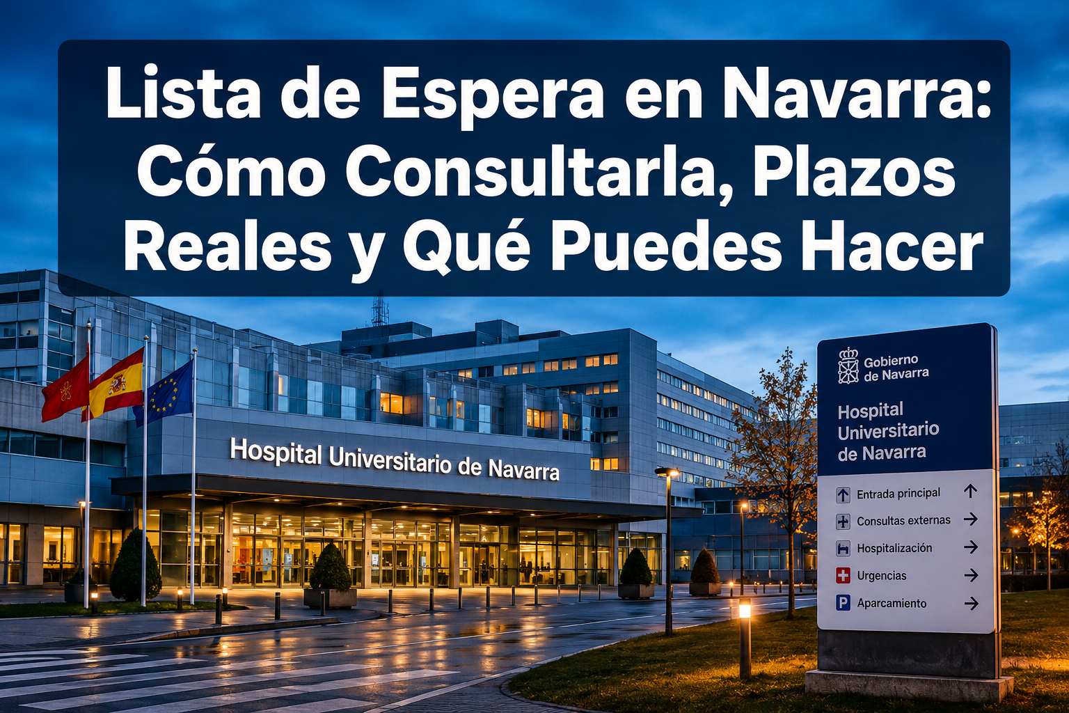 Professional () hero image with 'Lista de Espera en Navarra: Cómo Consultarla, Plazos Reales y Qué Puedes Hacer' in extra