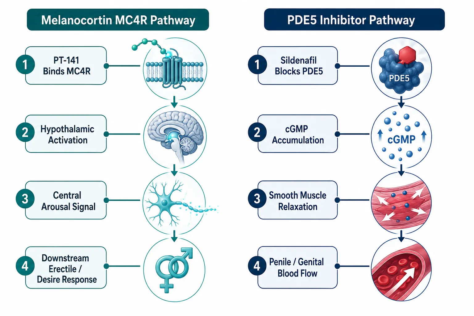 Mechanistic Foundations: Melanocortin vs PDE5 Pathways