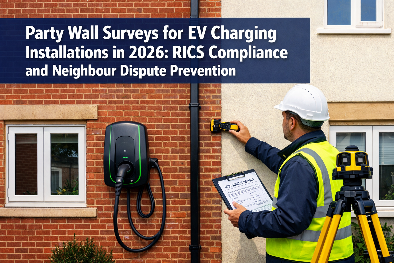 Professional () hero image with 'Party Wall Surveys for EV Charging Installations in 2026: RICS Compliance and Neighbour