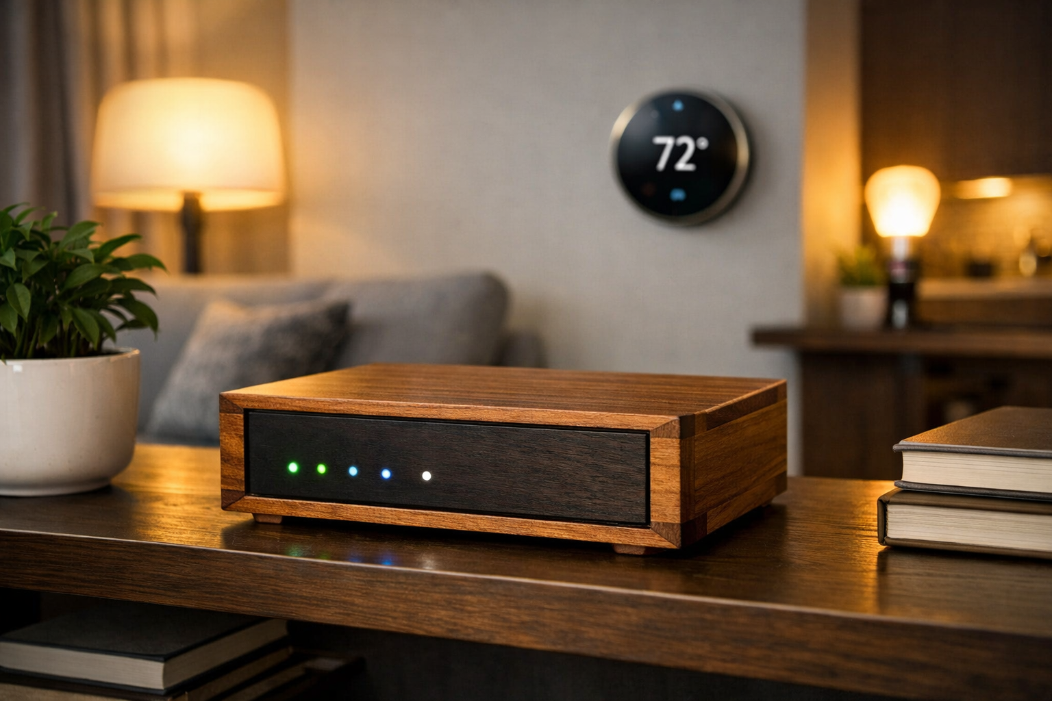 A vibrant () image showcasing a finished, crafted with exquisite custom joinery, sits unobtrusively on a shelf, its subtle