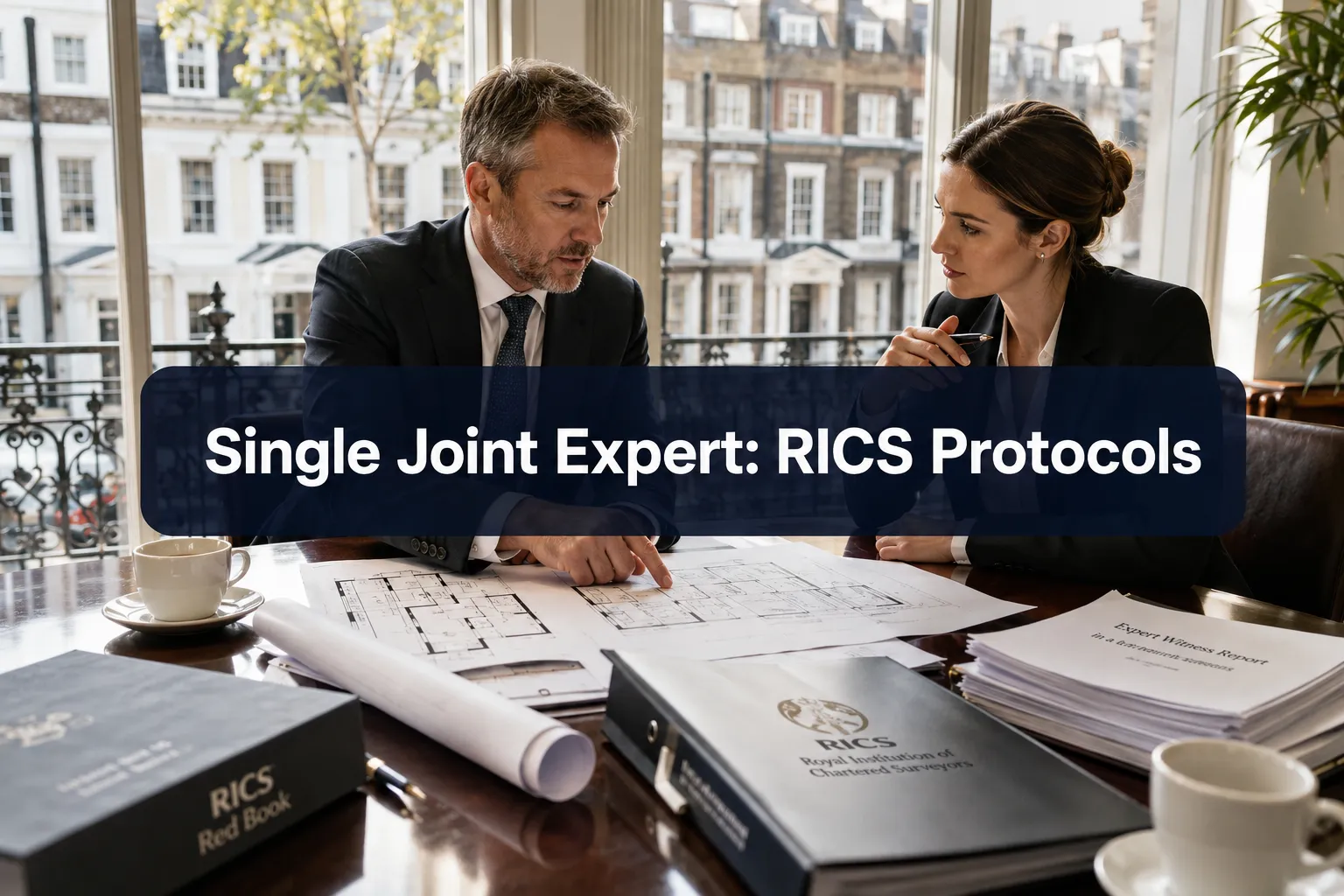 Professional () hero image with (≤42 chars): 'Single Joint Expert: RICS Protocols' in crisp white on a deep navy