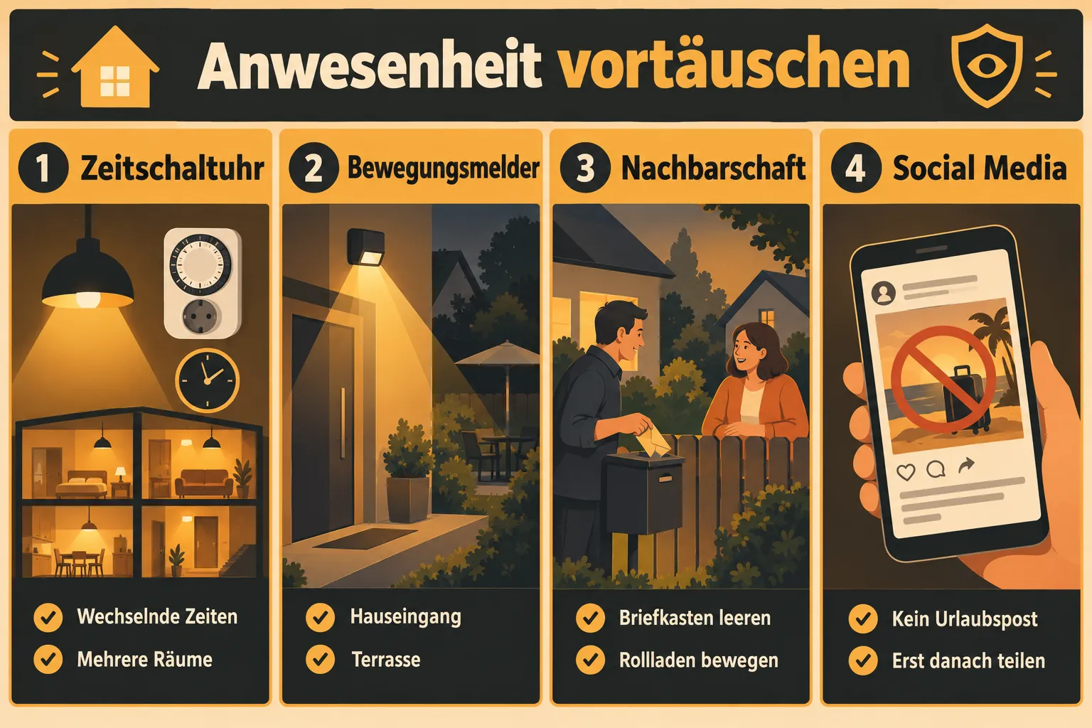 Maßnahme 4: Anwesenheit vortäuschen