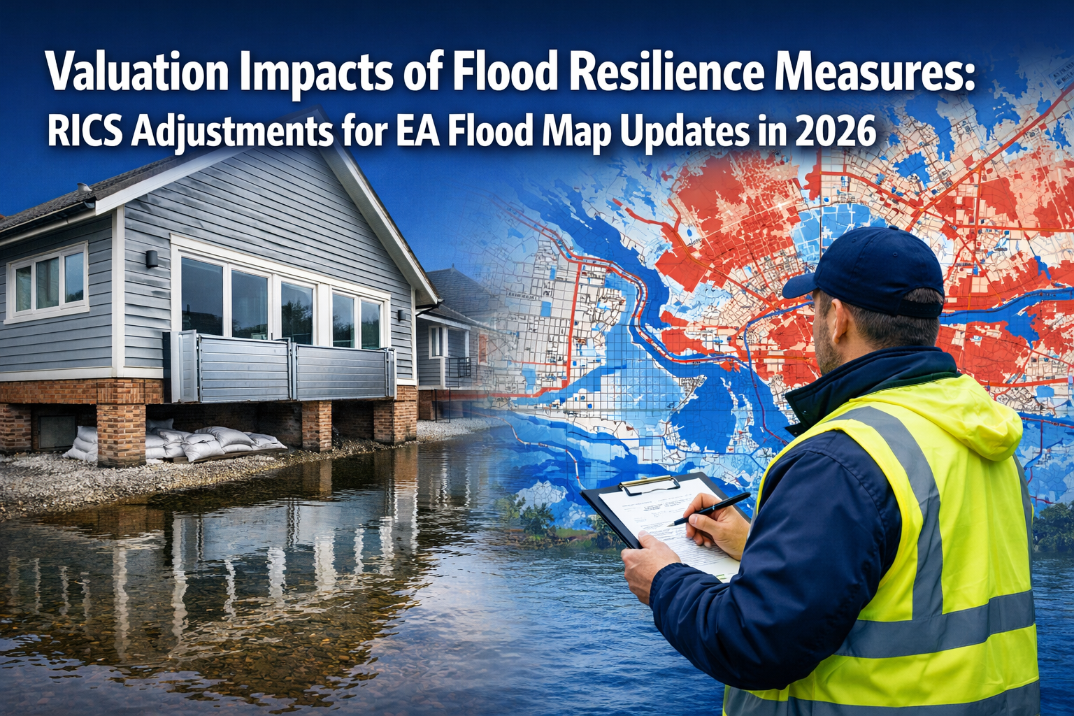 Professional () hero image with 'Valuation Impacts of Flood Resilience Measures: RICS Adjustments for EA Flood Map Updates