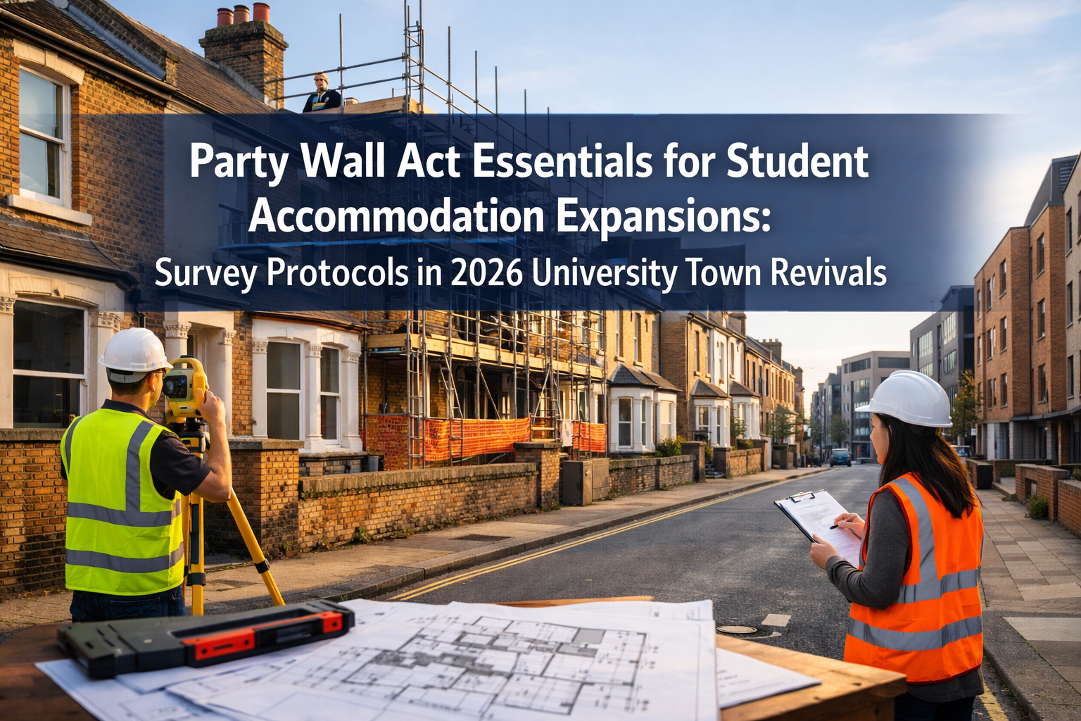 Professional () hero image featuring 'Party Wall Act Essentials for Student Accommodation Expansions: Survey Protocols in
