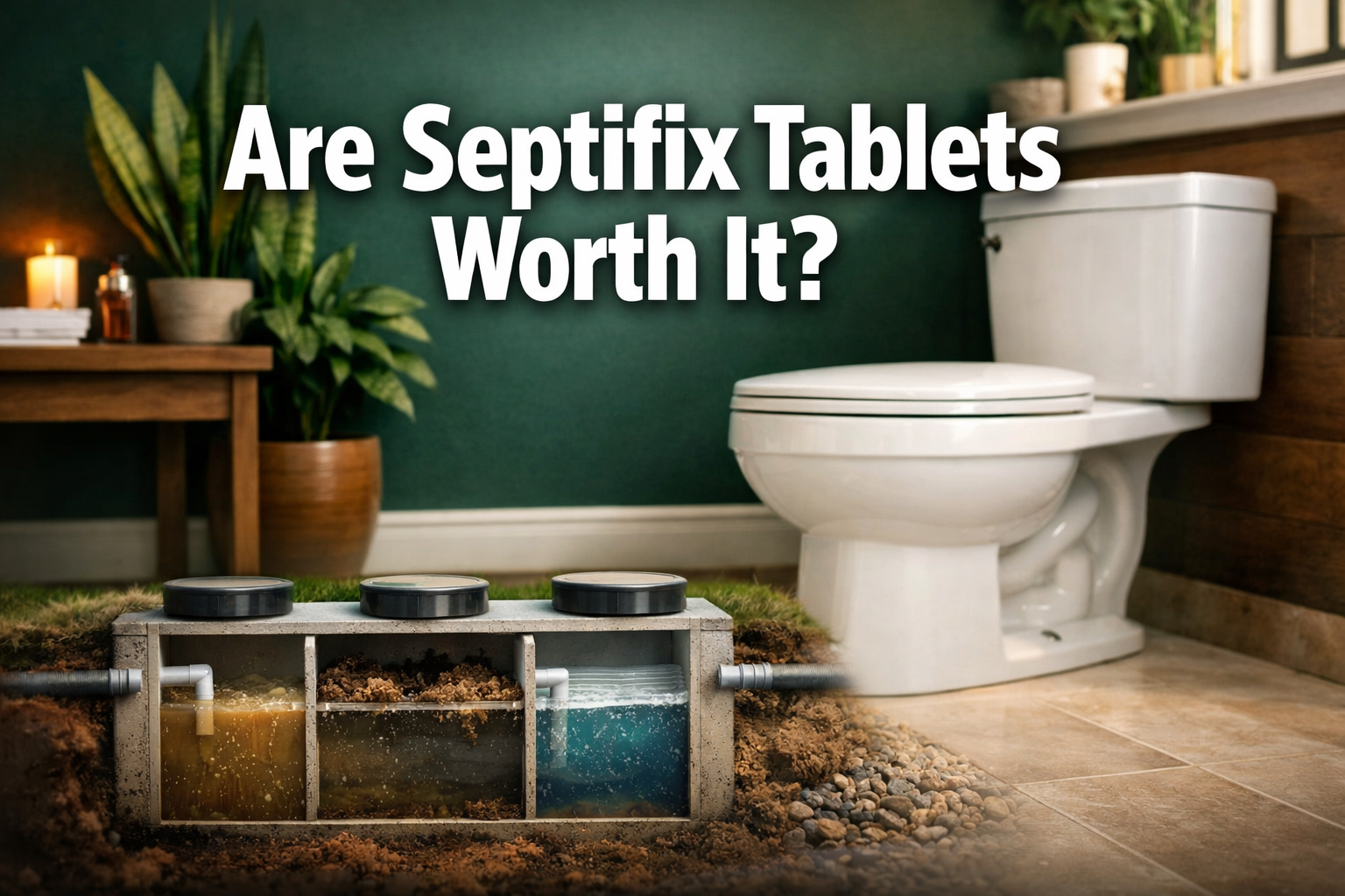 Professional () hero image with : 'Are Septifix Tablets Worth It?' in extra large white with dark drop , centered