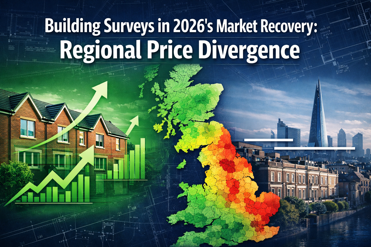 Professional () hero image featuring 'Building Surveys in 2026's Market Recovery: Regional Price Divergence' in extra large