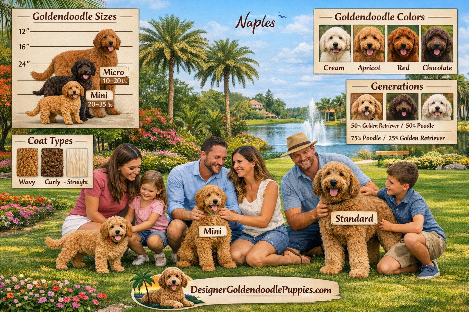 use keyphrases / topics as alt text do not use big paragraphs. Put logo of designergoldendoodlepuppies.com in images as possible where possi