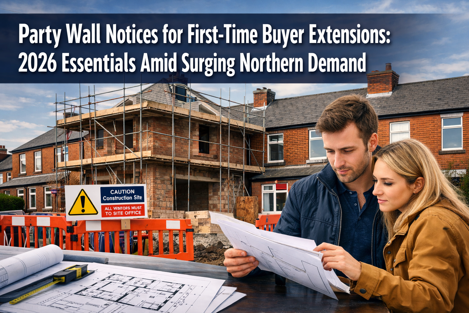 Professional () hero image featuring 'Party Wall Notices for First-Time Buyer Extensions: 2026 Essentials Amid Surging