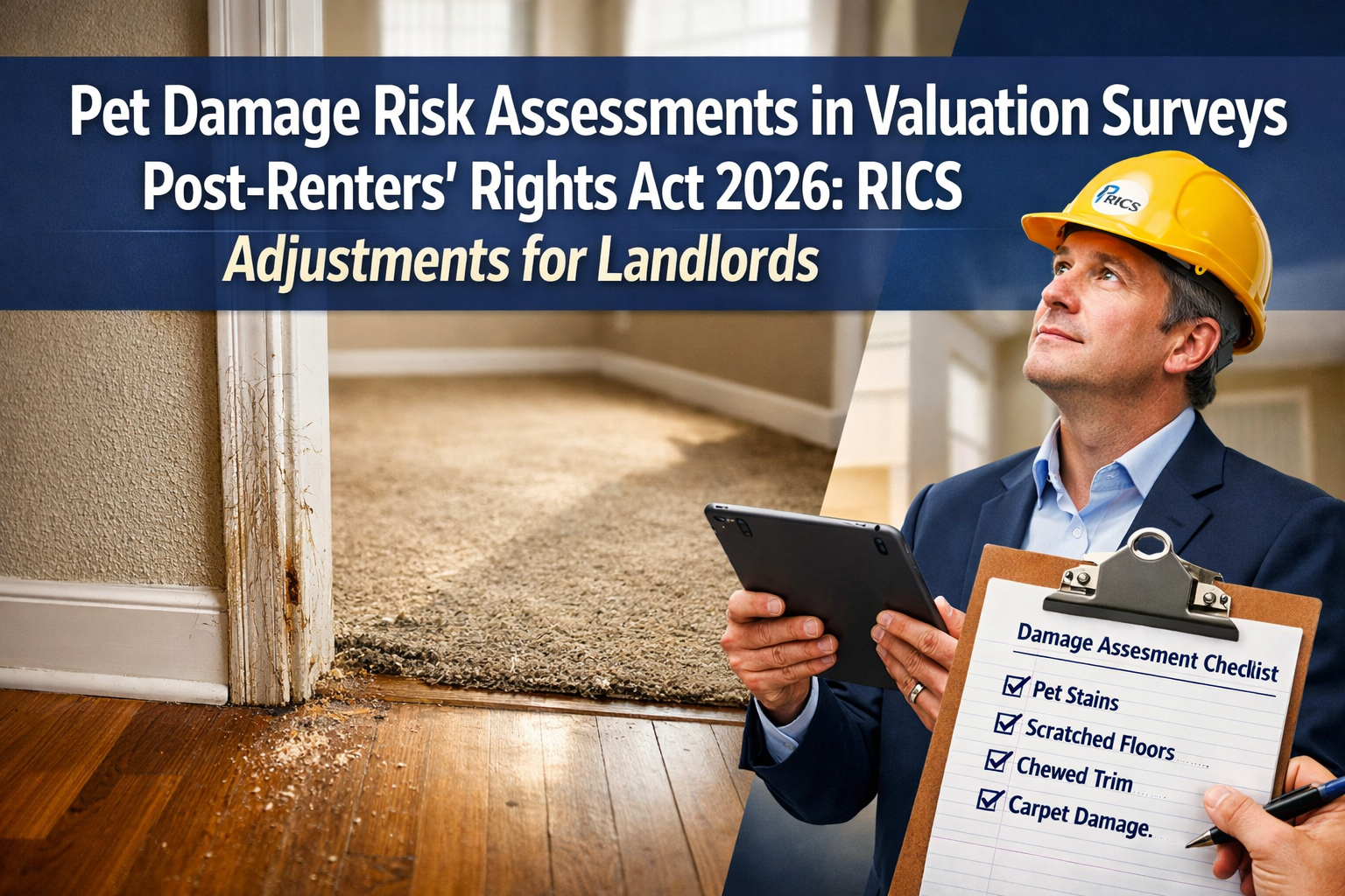 Professional () hero image featuring 'Pet Damage Risk Assessments in Valuation Surveys Post-Renters' Rights Act 2026: RICS