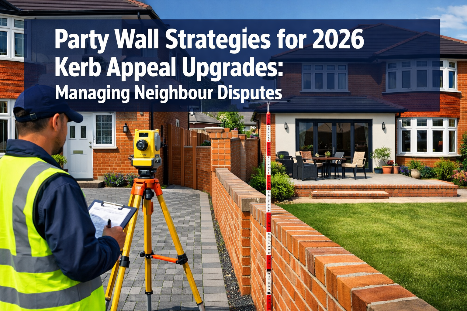 Professional () hero image featuring 'Party Wall Strategies for 2026 Kerb Appeal Upgrades: Managing Neighbour Disputes' in