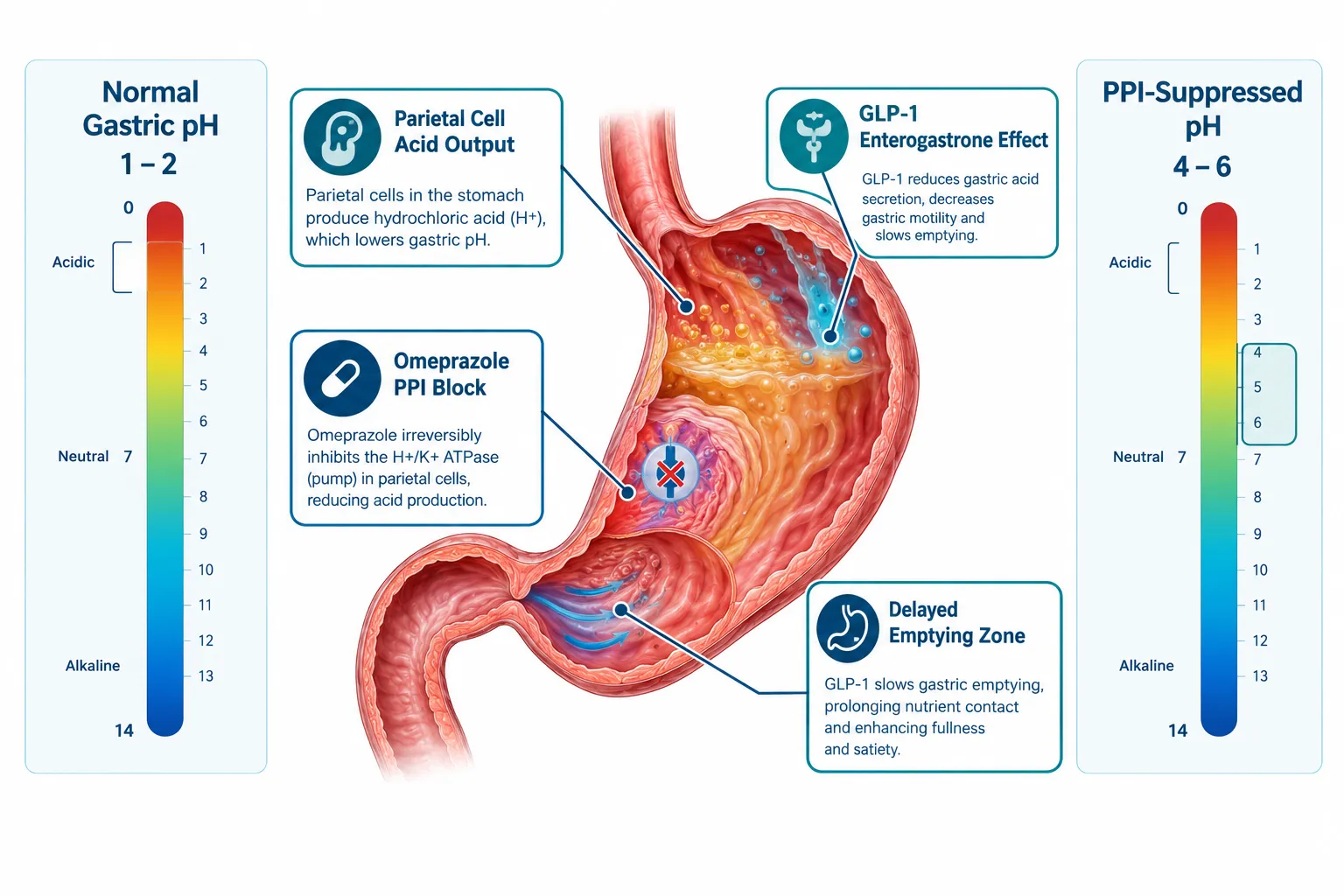The Gastric Physiology Behind GLP-Class Peptides and Omeprazole