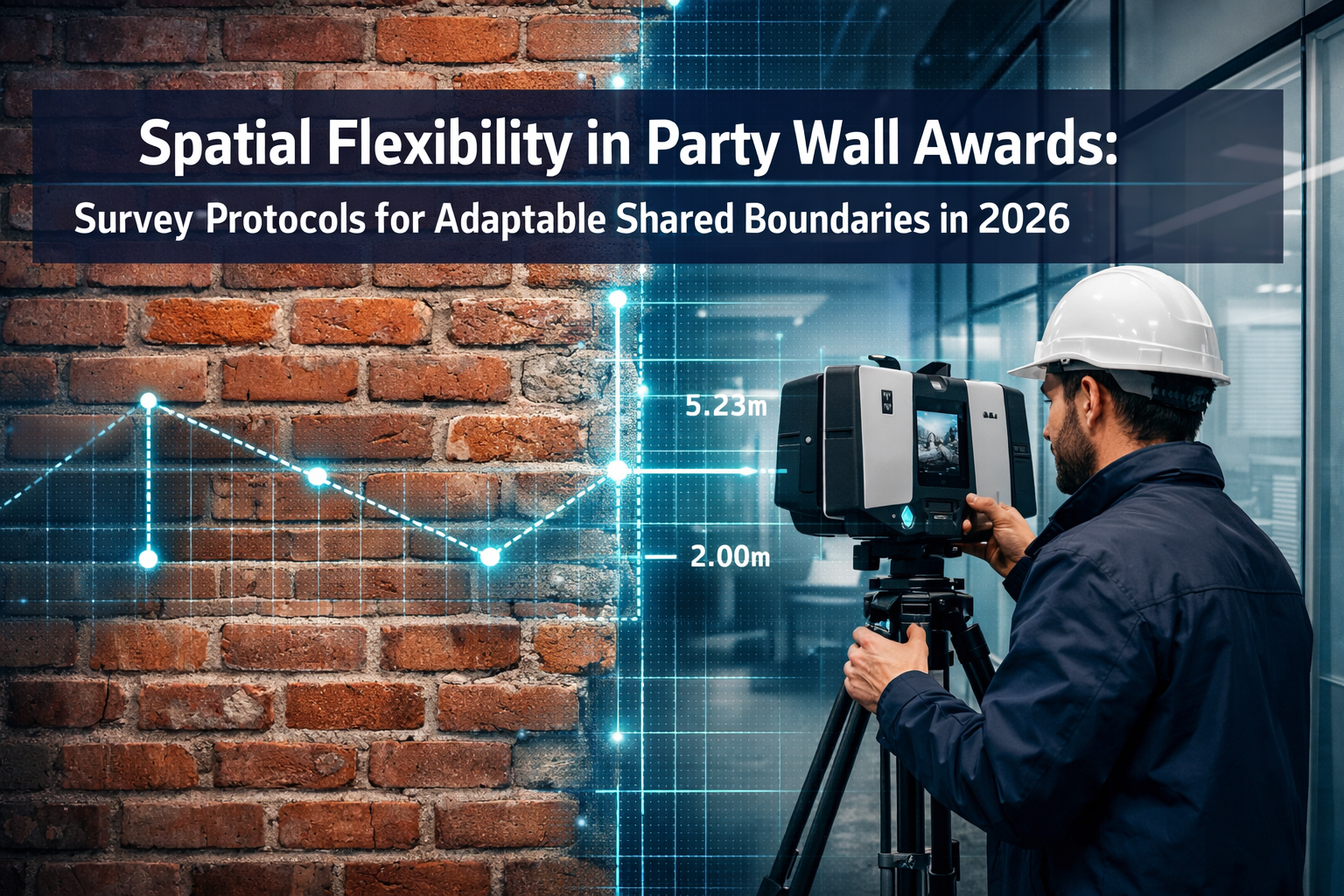 Professional () magazine-quality hero image featuring 'Spatial Flexibility in Party Wall Awards: Survey Protocols for