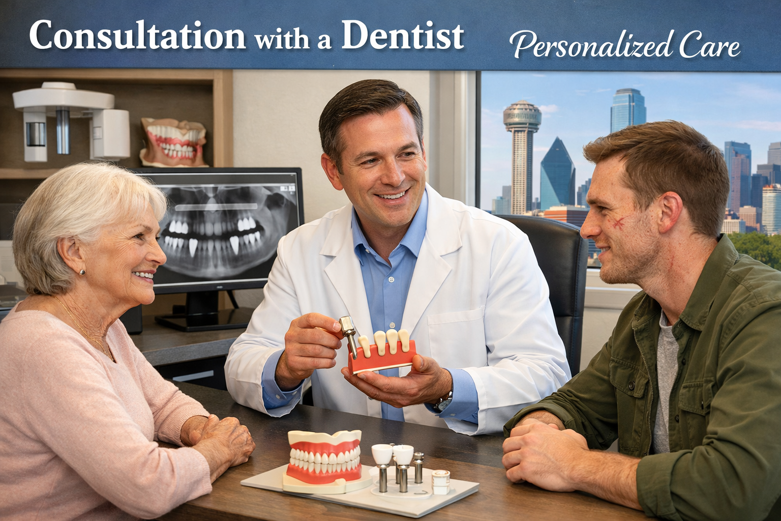 Landscape format (1536x1024) image depicting a diverse group of patients (e.g., older adult, someone who experienced trauma) consulting with