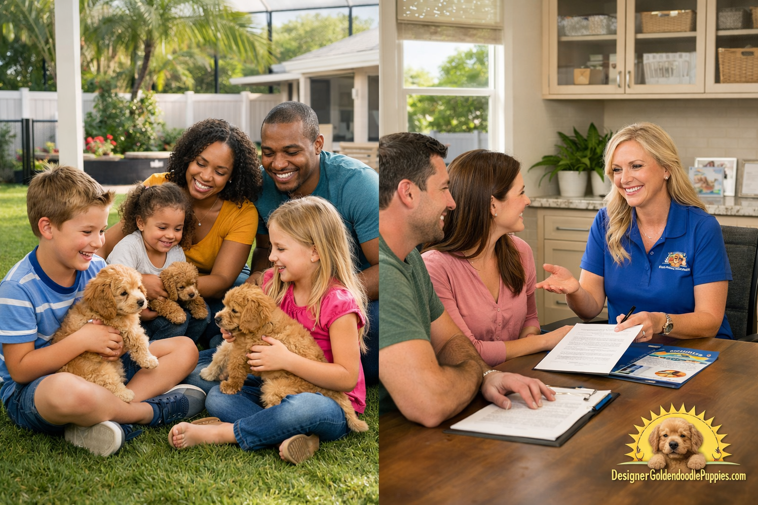 use keyphrases / topics as alt text do not use big paragraphs. Put logo of designergoldendoodlepuppies.com in images as possible where possi