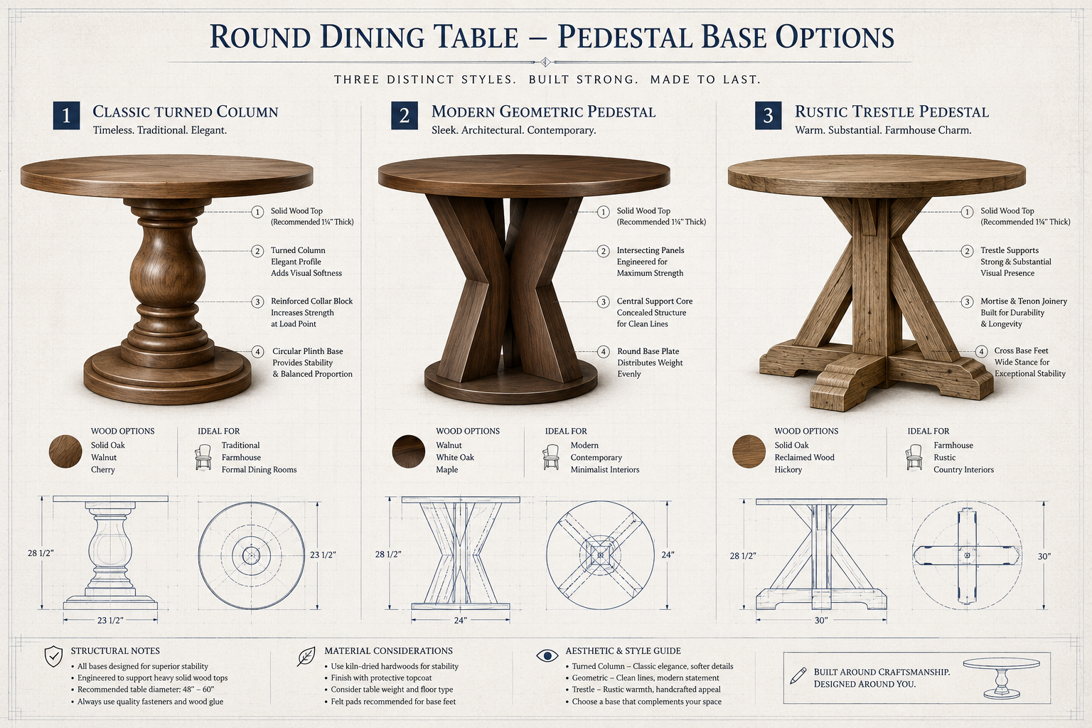 Designing Your Custom Round Dining Table with Pedestal Base: Elegant Designs for Any Home