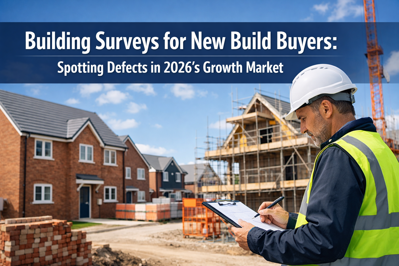 Professional () hero image with 'Building Surveys for New Build Buyers: Spotting Defects in 2026's Growth Market' in extra