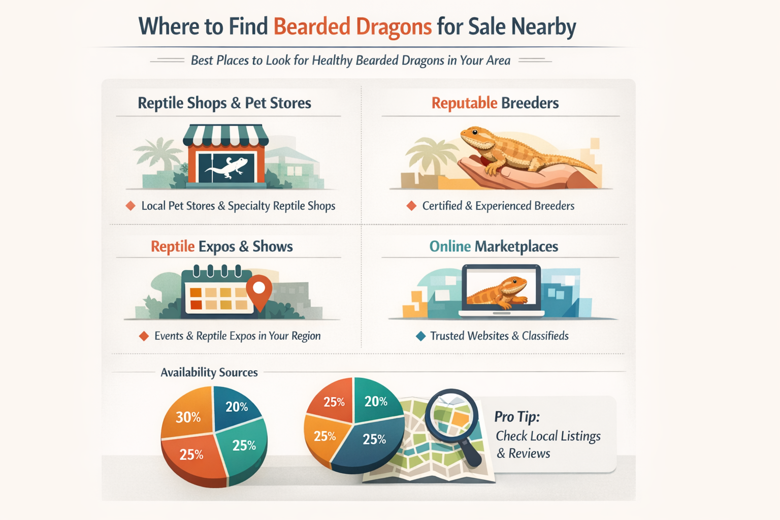 Professional infographic for article "Finding Quality Bearded Dragons for Sale Nearby: Your Complete 2026 Guide", section: "Where to Find Be