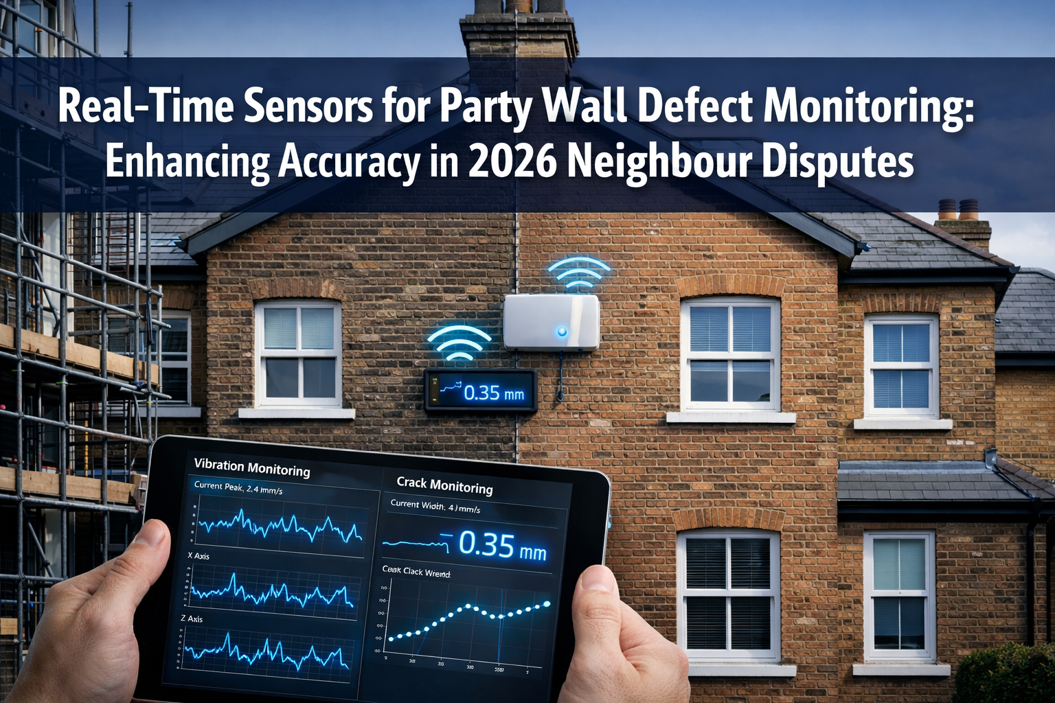 Professional () hero image with 'Real-Time Sensors for Party Wall Defect Monitoring: Enhancing Accuracy in 2026 Neighbour