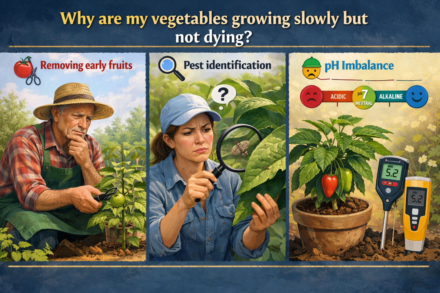 Why are my vegetables growing slowly but not dying?