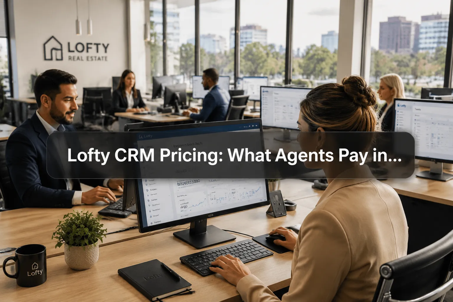 Professional () hero image with (≤42 chars): 'Lofty CRM Pricing: What Agents Pay in…', crisp white on a dark