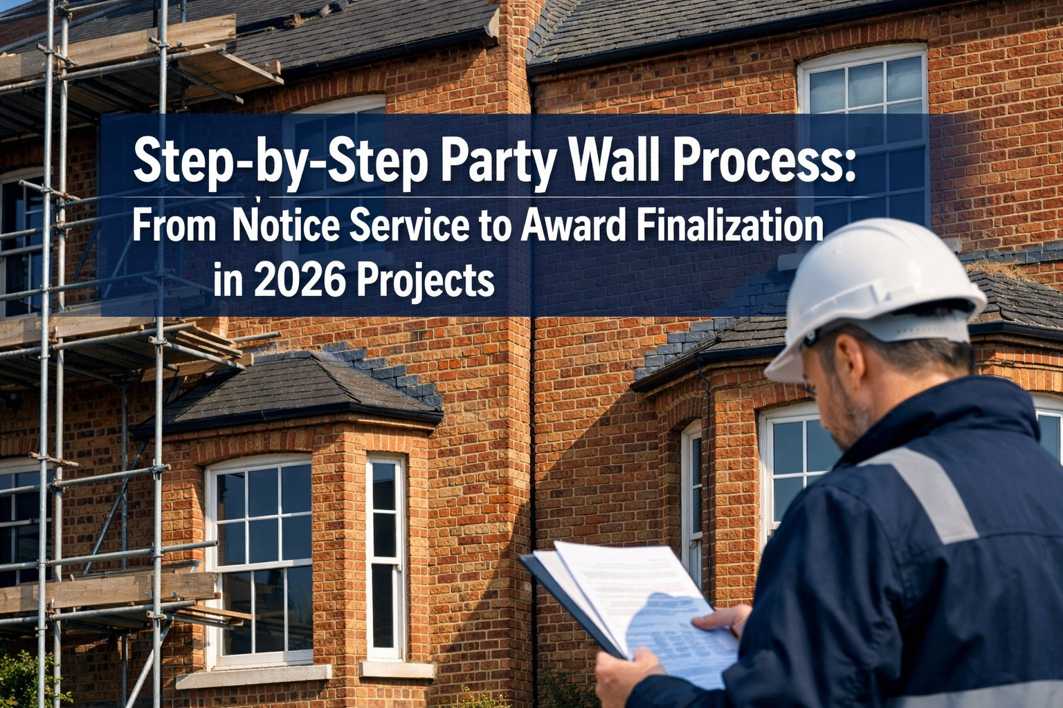 Professional () hero image featuring 'Step-by-Step Party Wall Process: From Notice Service to Award Finalization in 2026