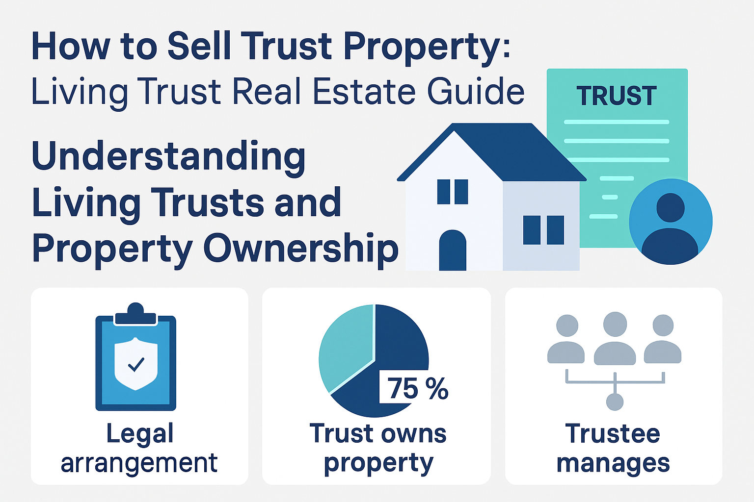 Professional landscape infographic (1536x1024) for article "How to Sell Trust Property: Living Trust Real Estate Guide", section: "Understan