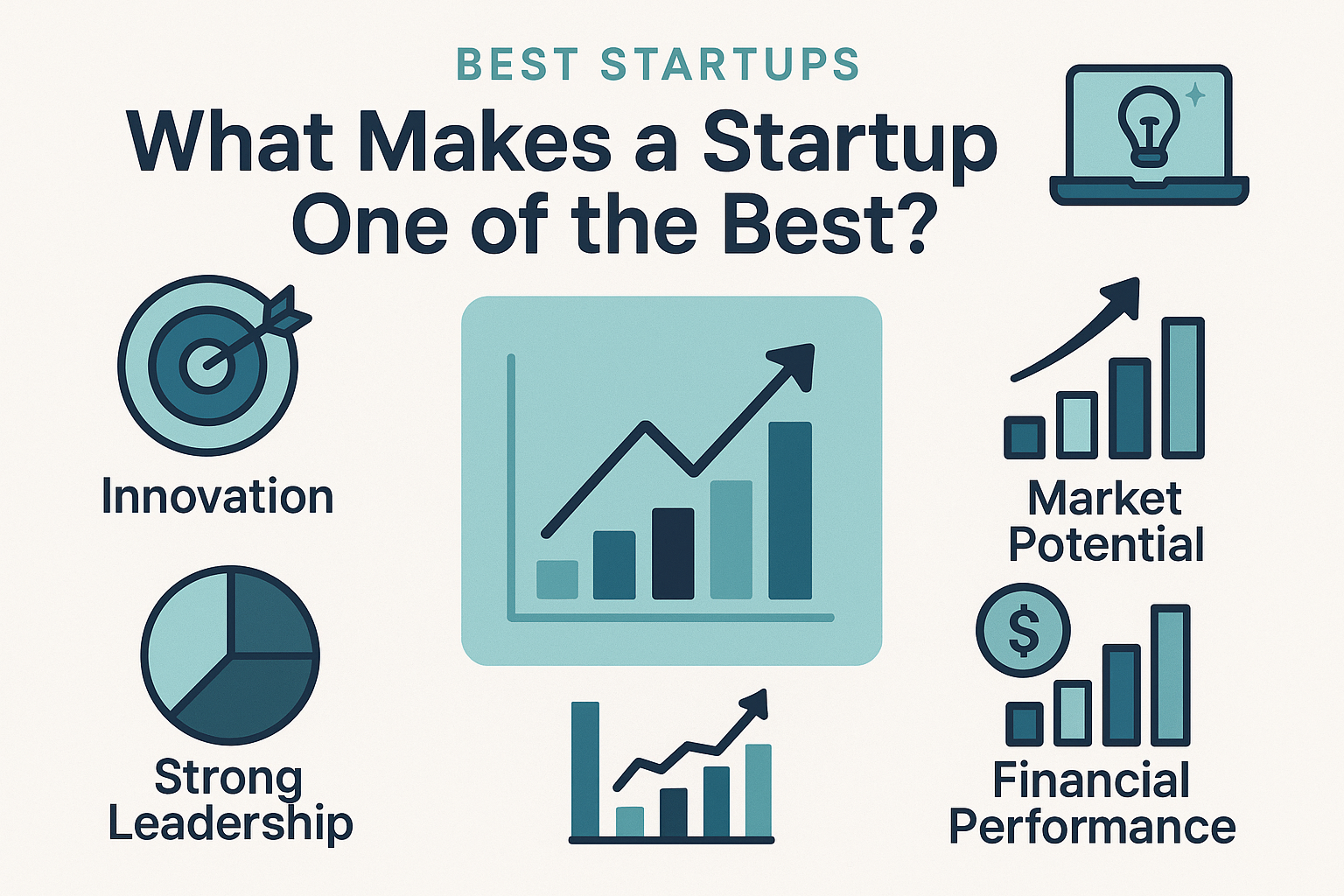 Professional landscape infographic (1536x1024) for article "The Best Startups Powering Innovation in 2025 and Beyond", section: "What Makes
