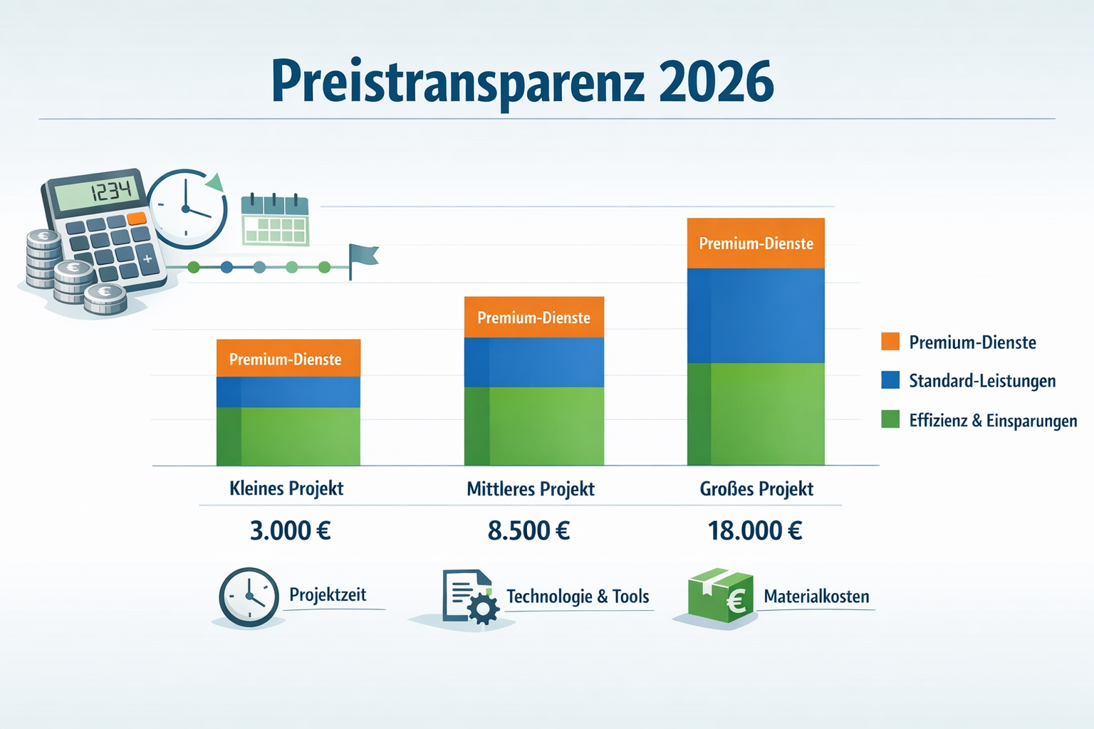 Landscape format (1536x1024) cost breakdown visualization showing transparent pricing structure for advertising technology services. Bar cha
