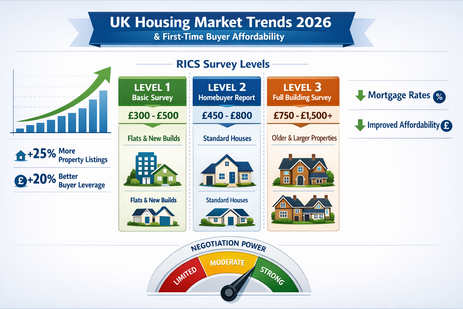 Detailed () infographic-style image displaying 2026 UK housing market trends and first-time buyer affordability metrics.