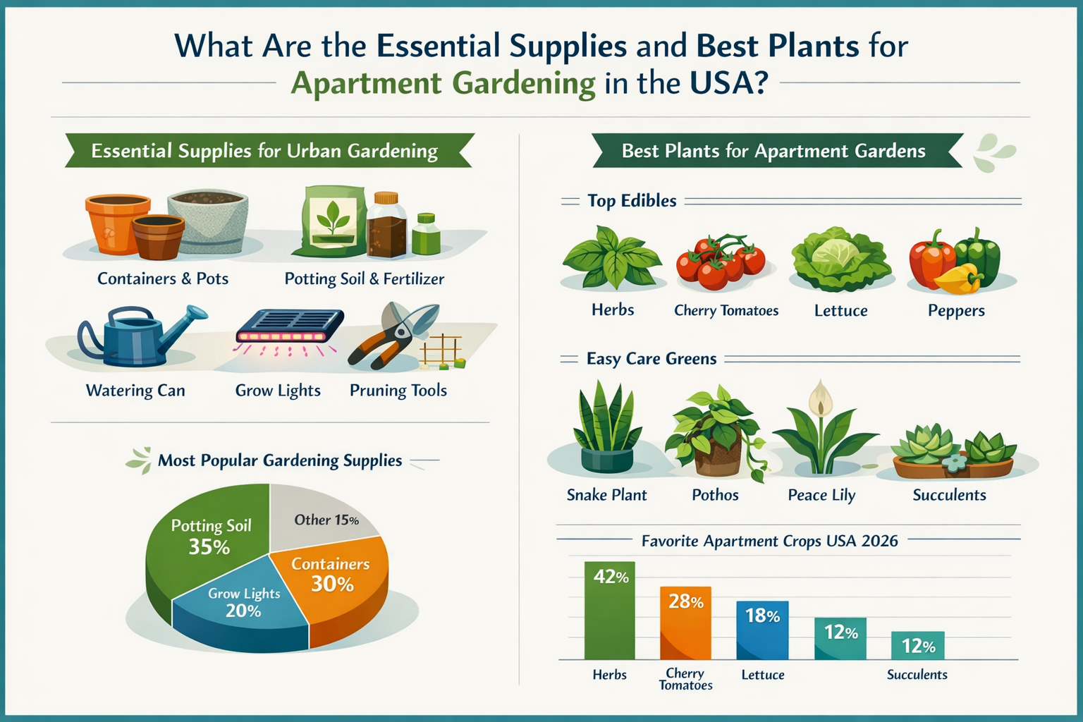 Professional infographic for article "Unlock Your Green Thumb: Apartment Gardening Ideas USA 2026", section: "What Are the