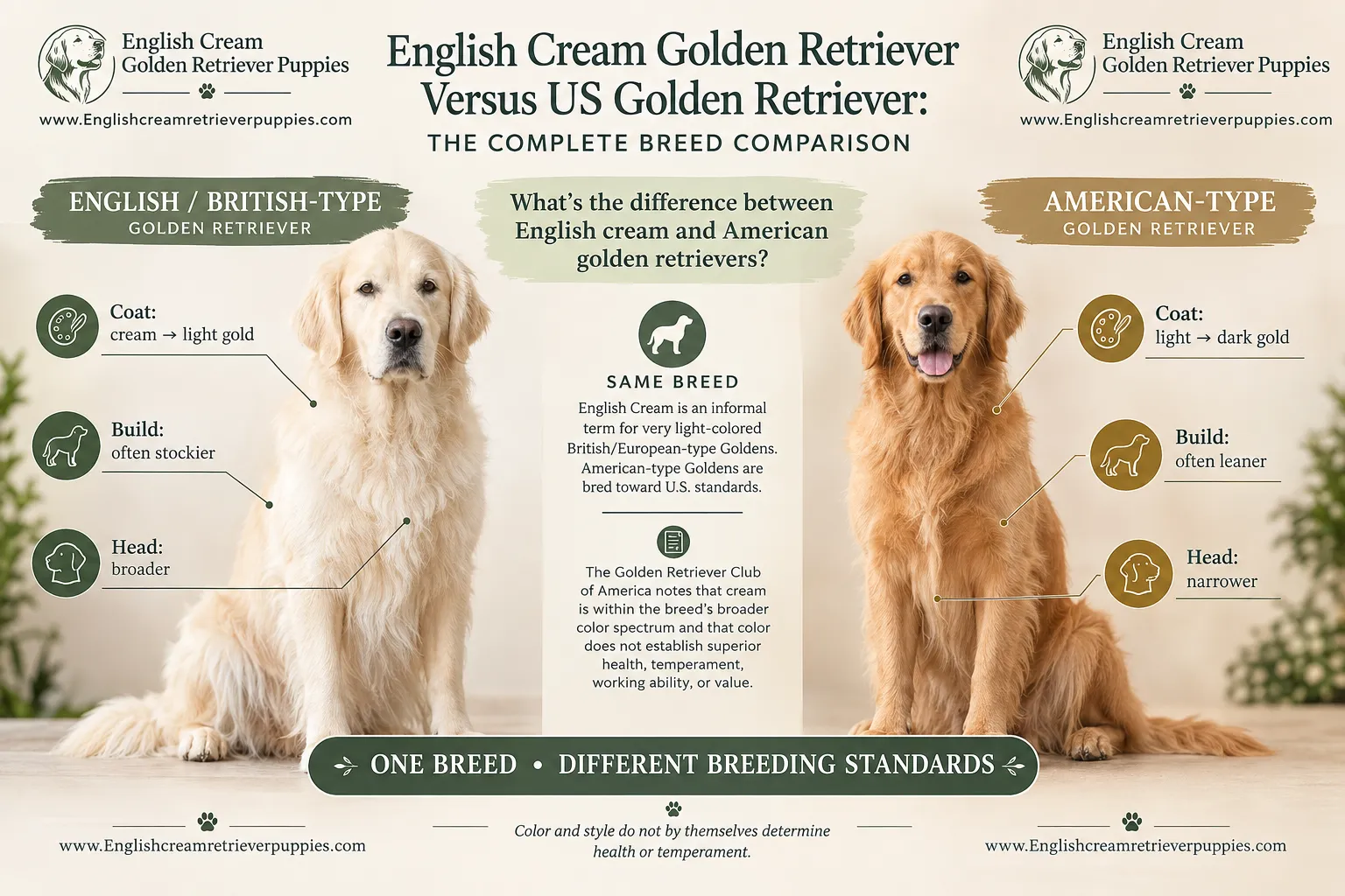 Why are English cream goldens lighter colored?