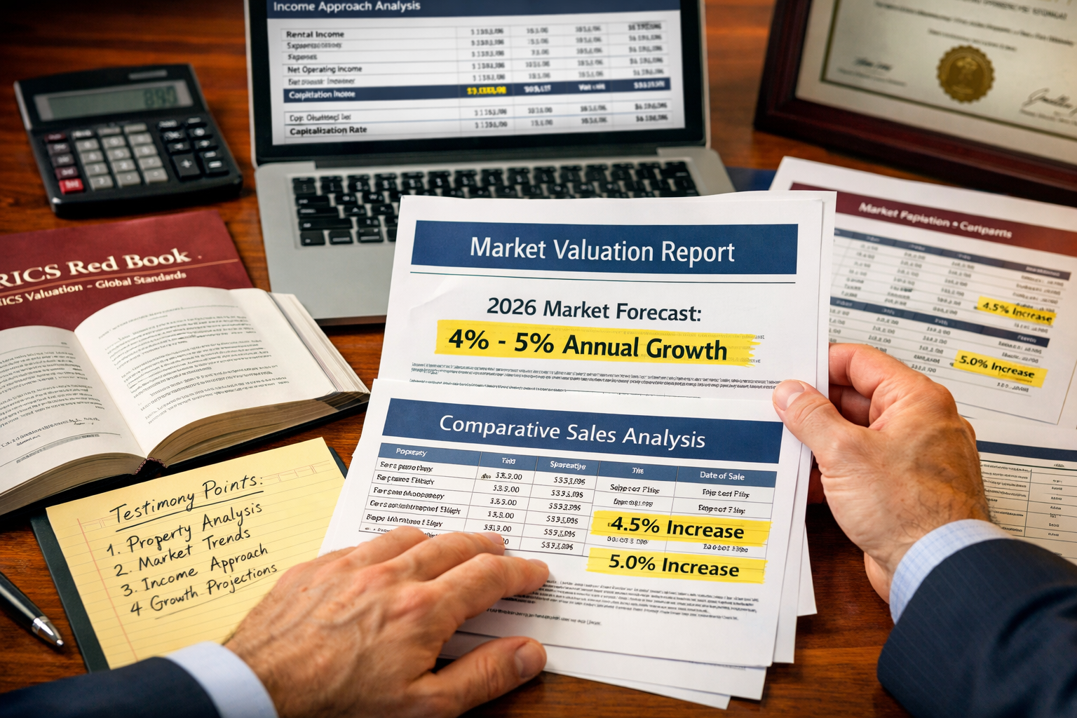 Detailed () image showing professional expert witness preparing court testimony materials, close-up of hands arranging