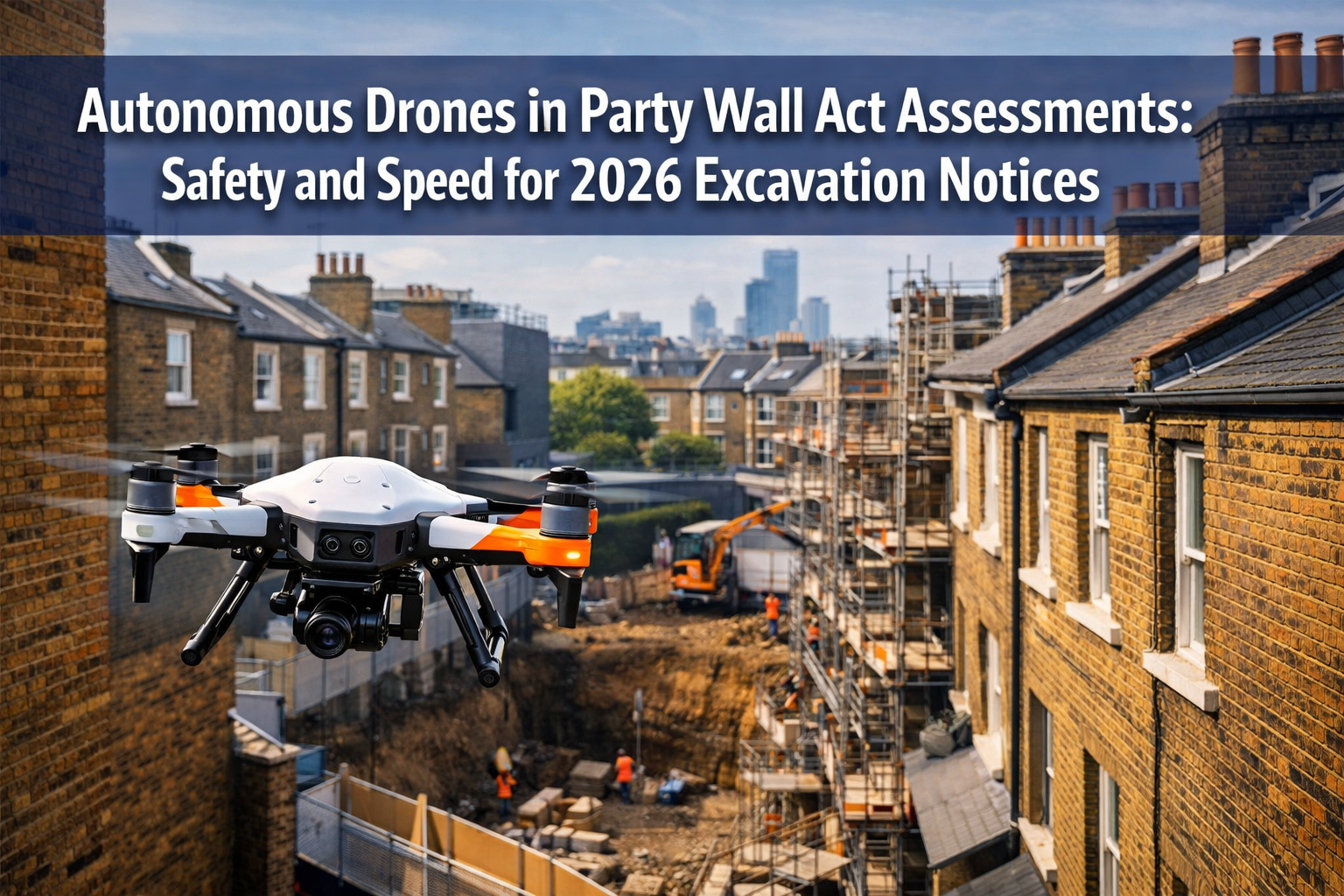 Professional () hero image with 'Autonomous Drones in Party Wall Act Assessments: Safety and Speed for 2026 Excavation