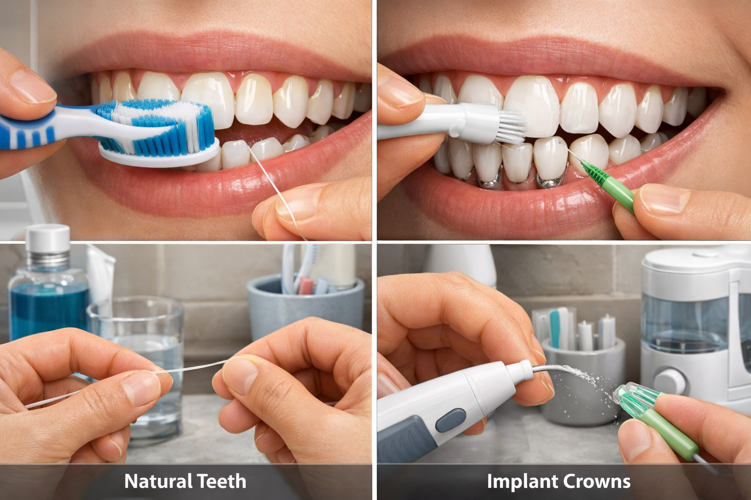Implant crown vs natural tooth care