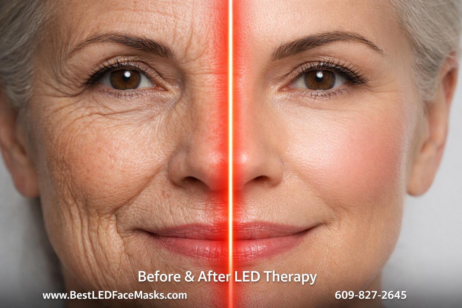 () editorial illustration showing a close-up split-screen comparison: left side shows aging skin with visible wrinkles and