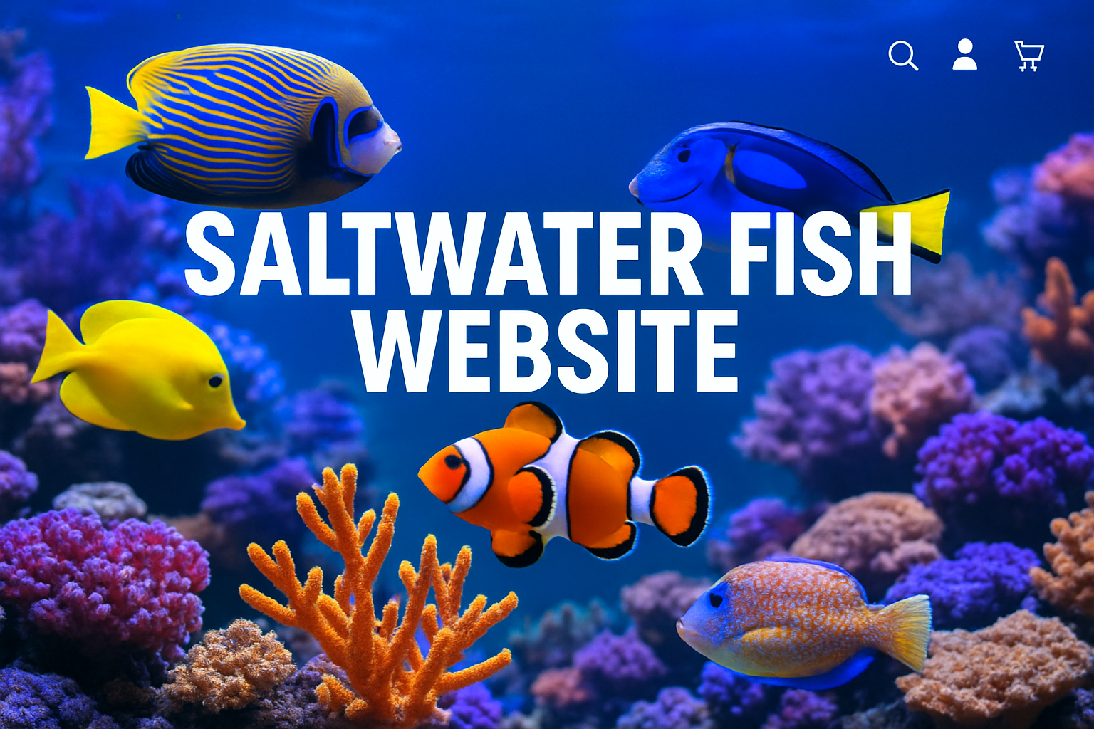 Professional landscape hero image (1536x1024) featuring vibrant saltwater aquarium with colorful marine fish swimming among coral reefs, bol