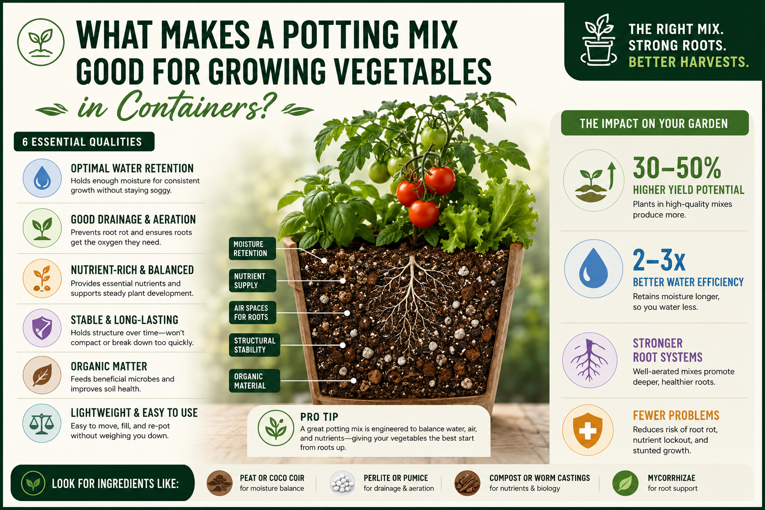 What Makes a Potting Mix Good for Growing Vegetables in Containers?