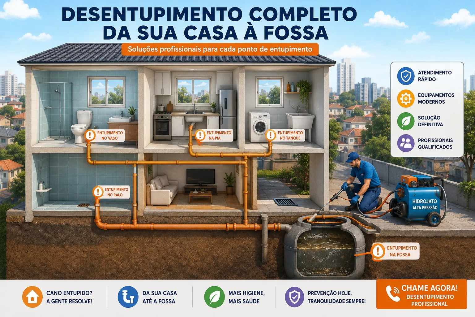 Desentupimento de ralo, pia, vaso, esgoto e fossa na Zona Oeste SP